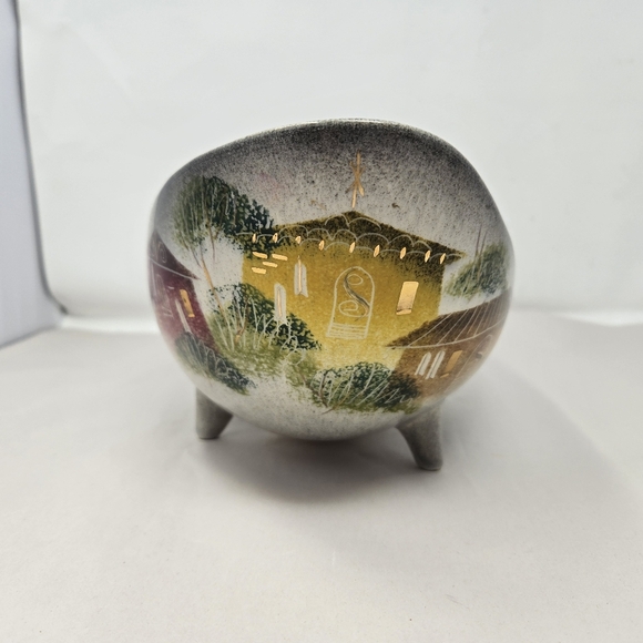 Vintage Sascha Brastoff MCM Flower Frog Bowl Gold Reflective Highlights Signed - Picture 2 of 14